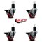 Service Caster 3'' Red Poly Swivel 1-3/4'' Expanding Stem Caster Set with Brake, 4PK SCC-EX20S314-PPUB-RED-PLB-134-4 - alternate 3